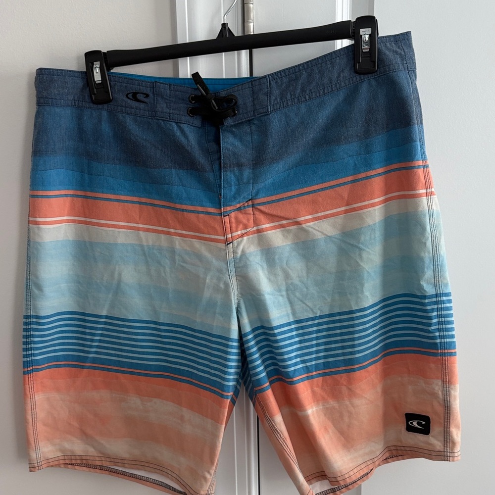 O'Neill Blue & Coral Striped Men's Boardshorts